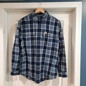 Carhartt Shirt‎ Mens Medium Blue Plaid Flannel Hubbard Original Fit Heavyweight